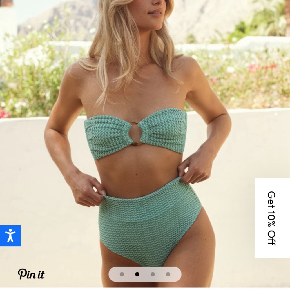 Montce Turquoise Crochet High Rise Bikini Bottom size M